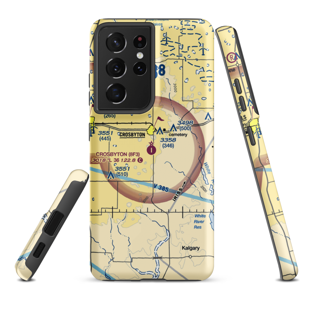 Crosbyton Municipal Airport (8F3) VFR Sectional Samsung Phone Case Samsung Galaxy S21 Ultra model shown