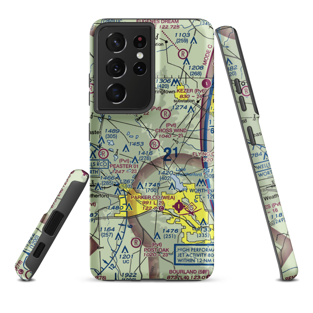 Cross Wind Airport (08TX) VFR Sectional Samsung Phone Case Samsung Galaxy S21 Ultra model shown