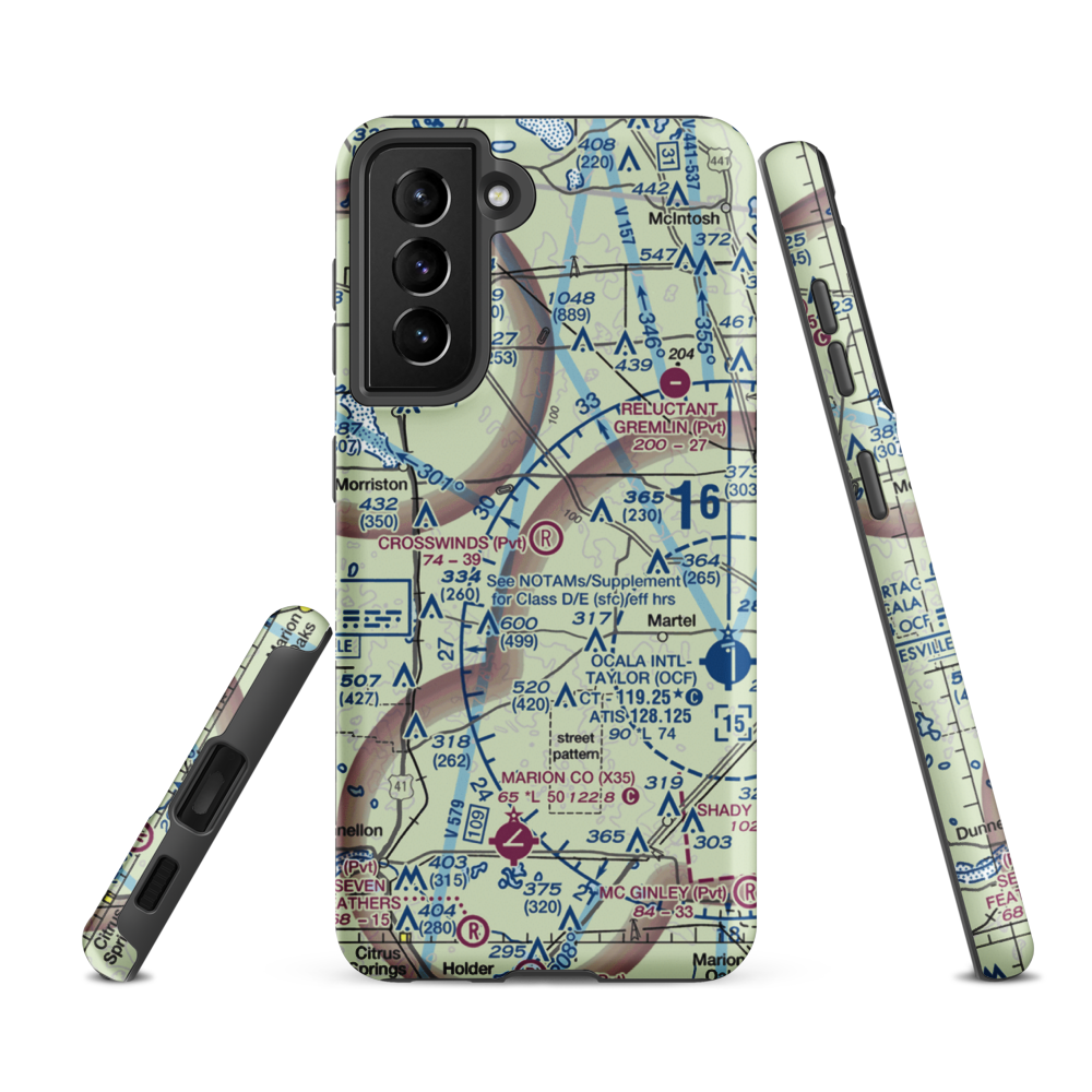 Crosswind Farm Airport (FL19) VFR Sectional Samsung Phone Case Samsung Galaxy S21 FE model shown