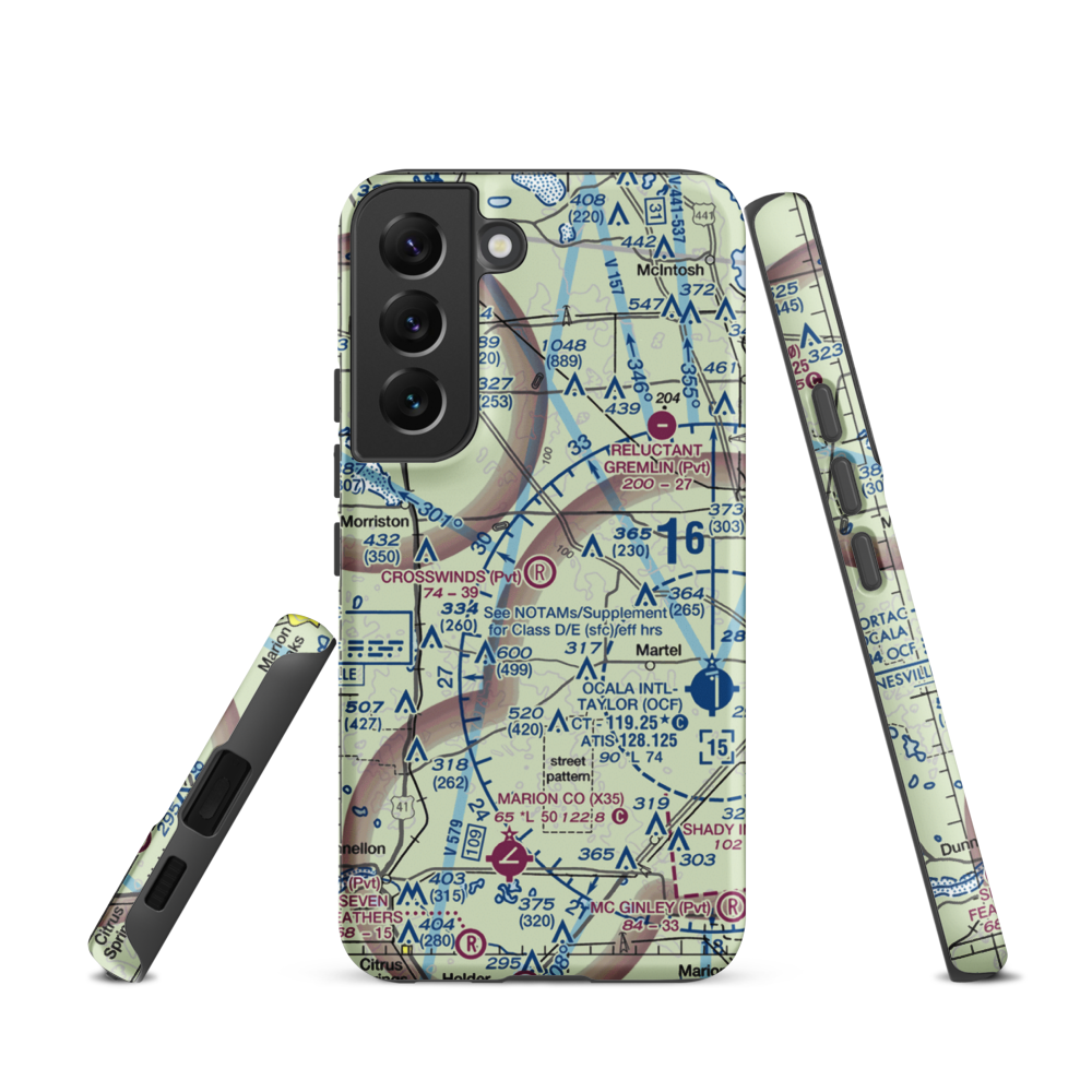 Crosswind Farm Airport (FL19) VFR Sectional Samsung Phone Case Samsung Galaxy S22 model shown