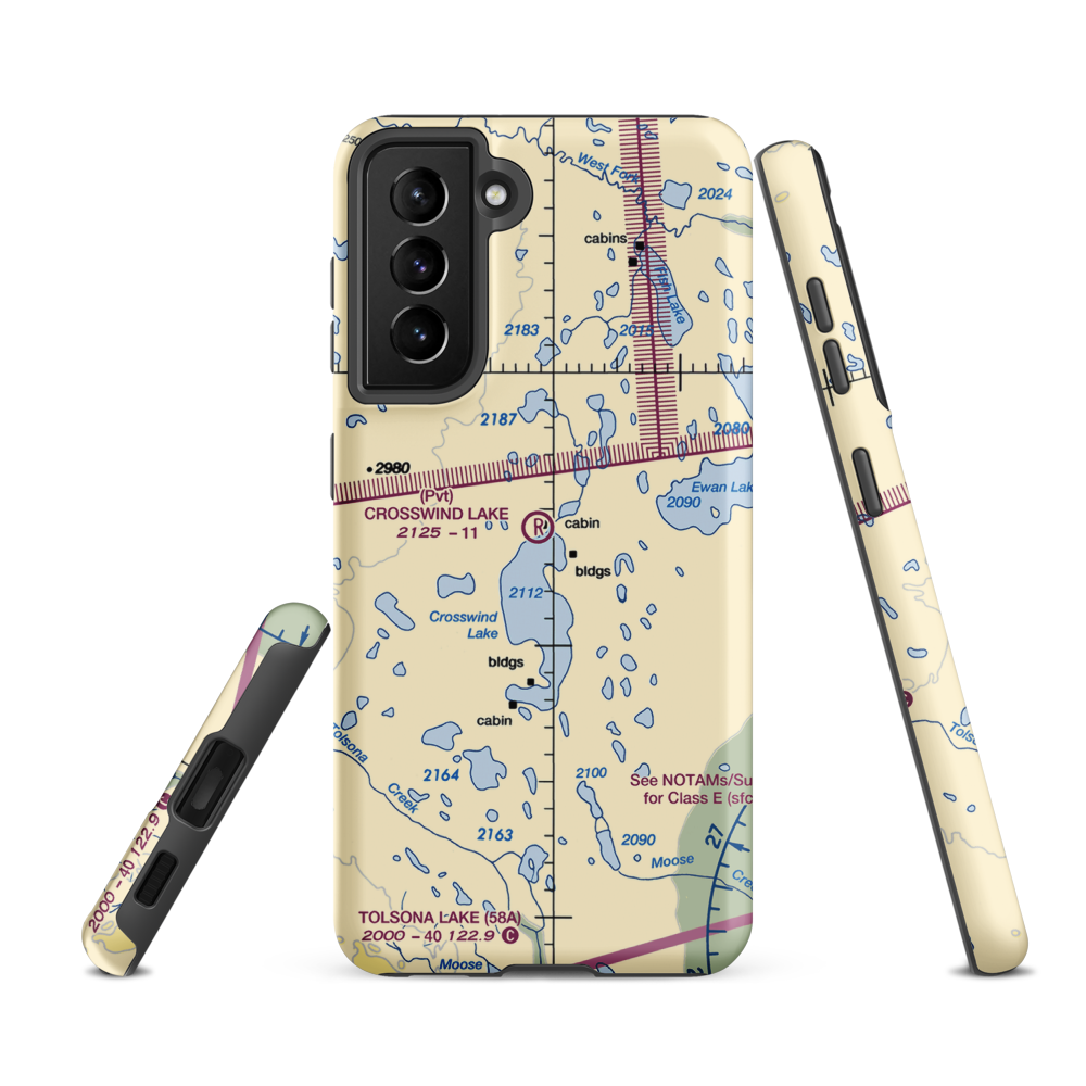 Crosswind Lake Airport (1AK2) VFR Sectional Samsung Phone Case Samsung Galaxy S21 Ultra model shown