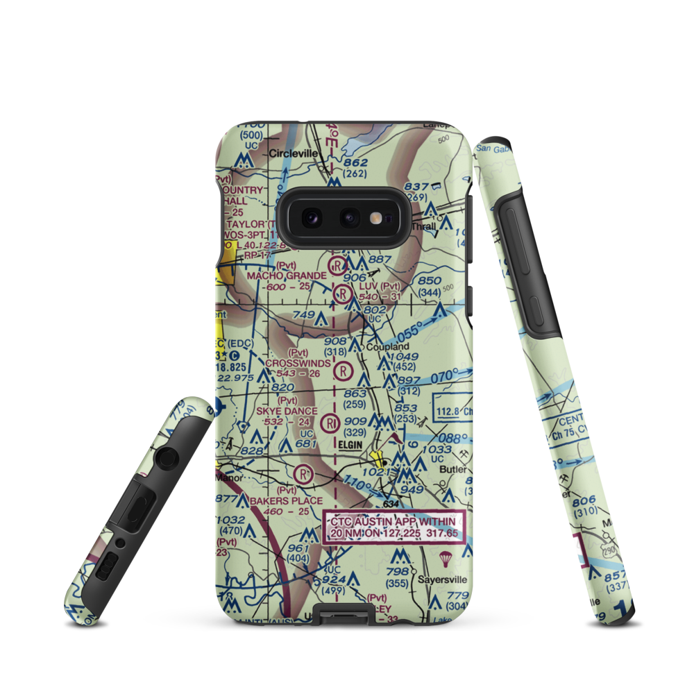 Crosswinds Airfield (TE96) VFR Sectional Samsung Phone Case Samsung Galaxy S10e model shown