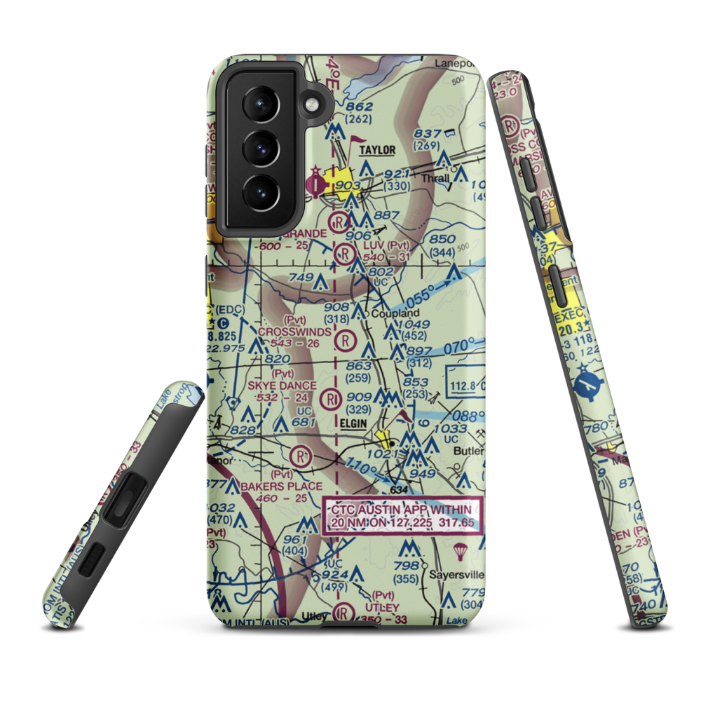 Crosswinds Airfield (TE96) VFR Sectional Samsung Phone Case Samsung Galaxy S21 FE model shown
