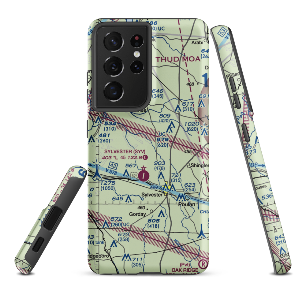 Crowe Airport (GA42) VFR Sectional Samsung Phone Case Samsung Galaxy S21 Ultra model shown