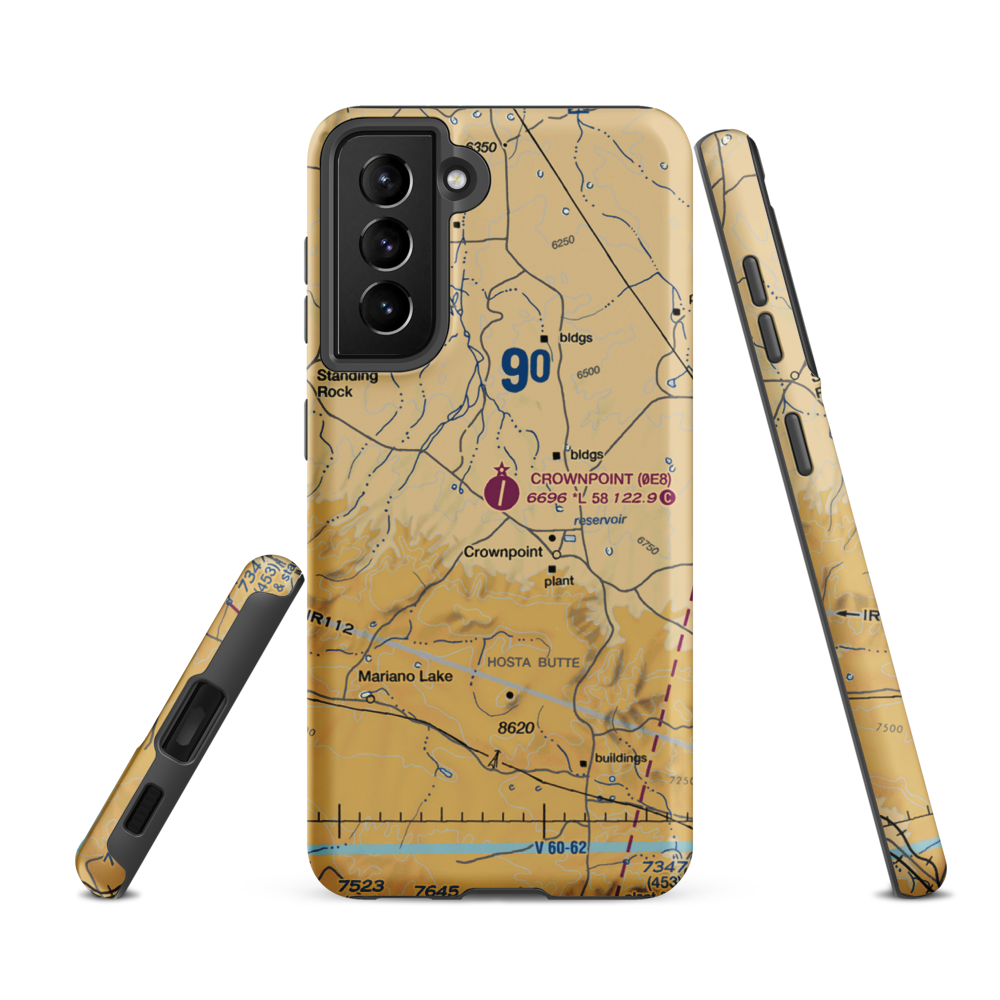 Crownpoint Airport (0E8) VFR Sectional Samsung Phone Case Samsung Galaxy S21 FE model shown