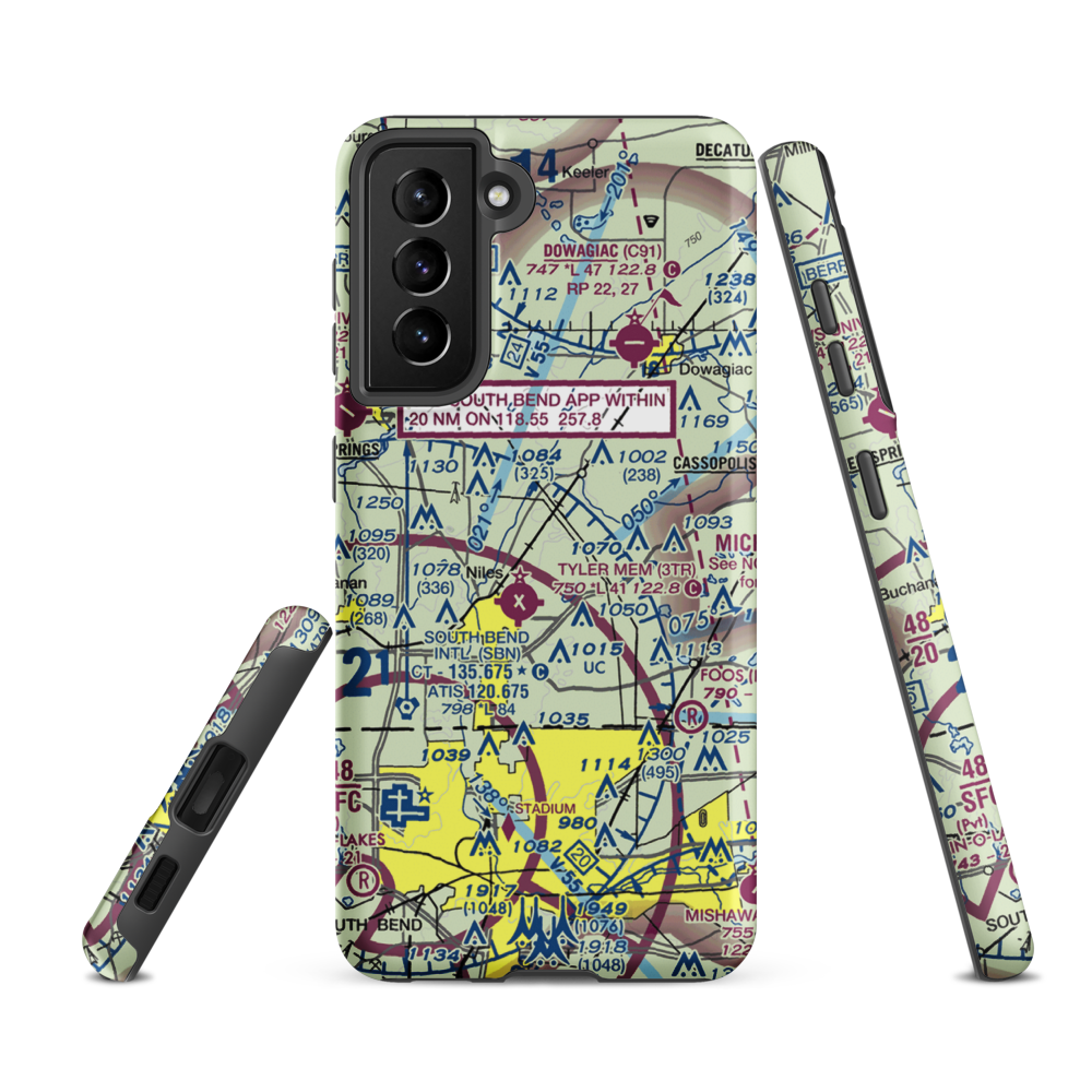 Crump Airport (MI22) VFR Sectional Samsung Phone Case Samsung Galaxy S21 FE model shown