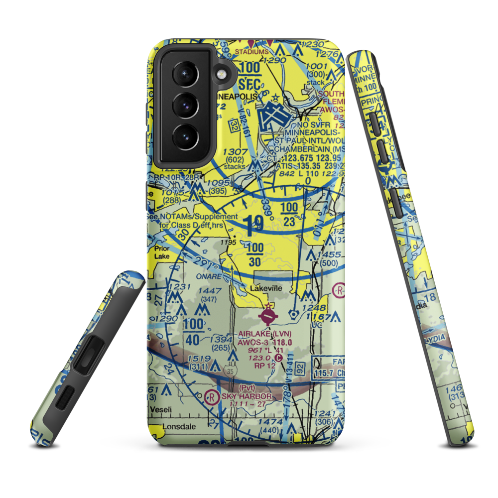 Crystal Lake Seaplane Base (MN09) VFR Sectional Samsung Phone Case Samsung Galaxy S21 FE model shown