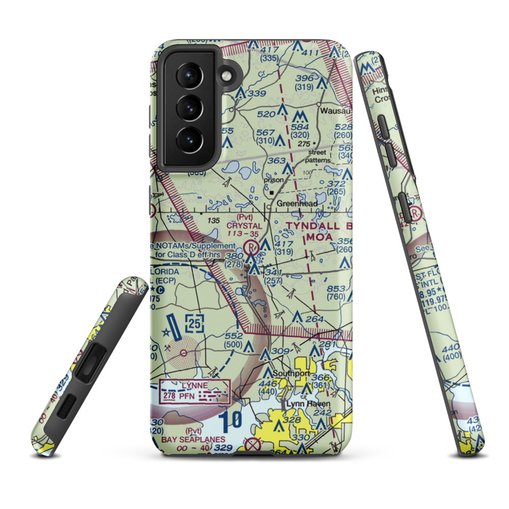 Crystal Village Airport (2FL0) VFR Sectional Samsung Phone Case Samsung Galaxy S21 Plus model shown