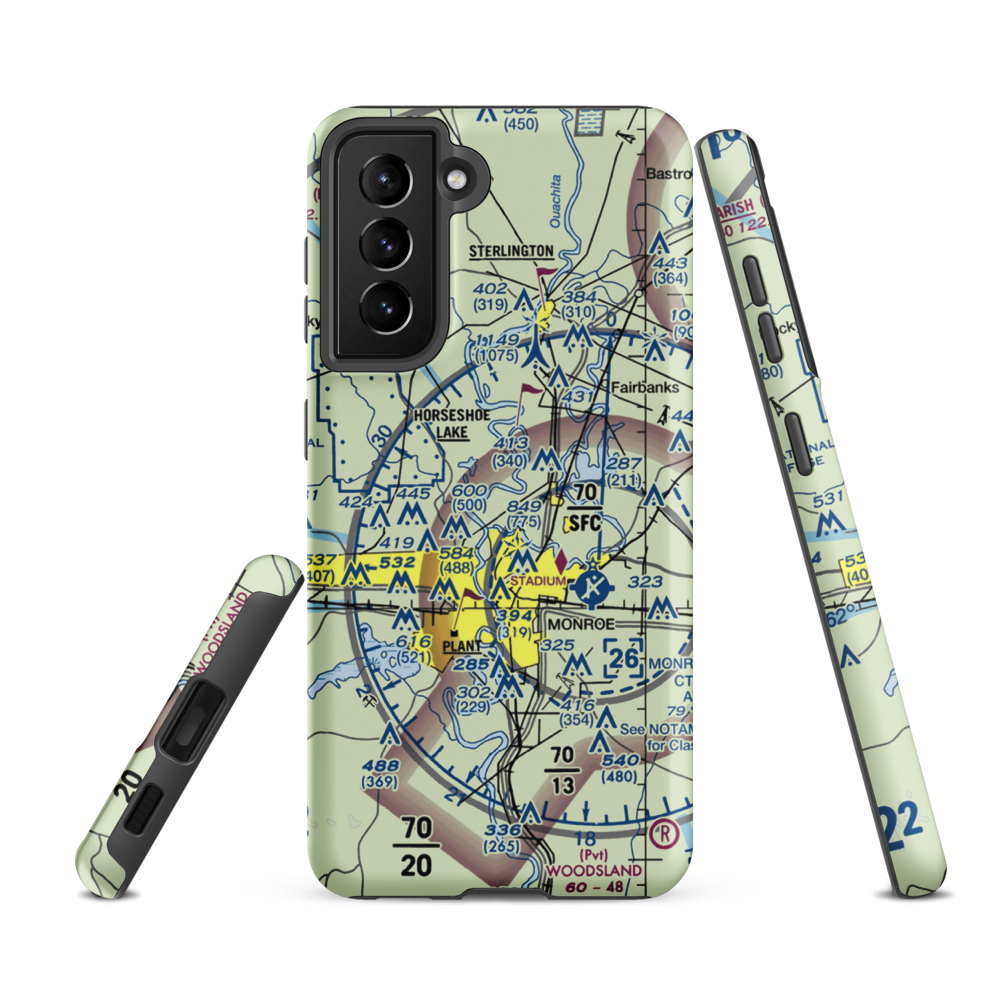 Cuba Farm Airport (LA33) VFR Sectional Samsung Phone Case Samsung Galaxy S21 FE model shown