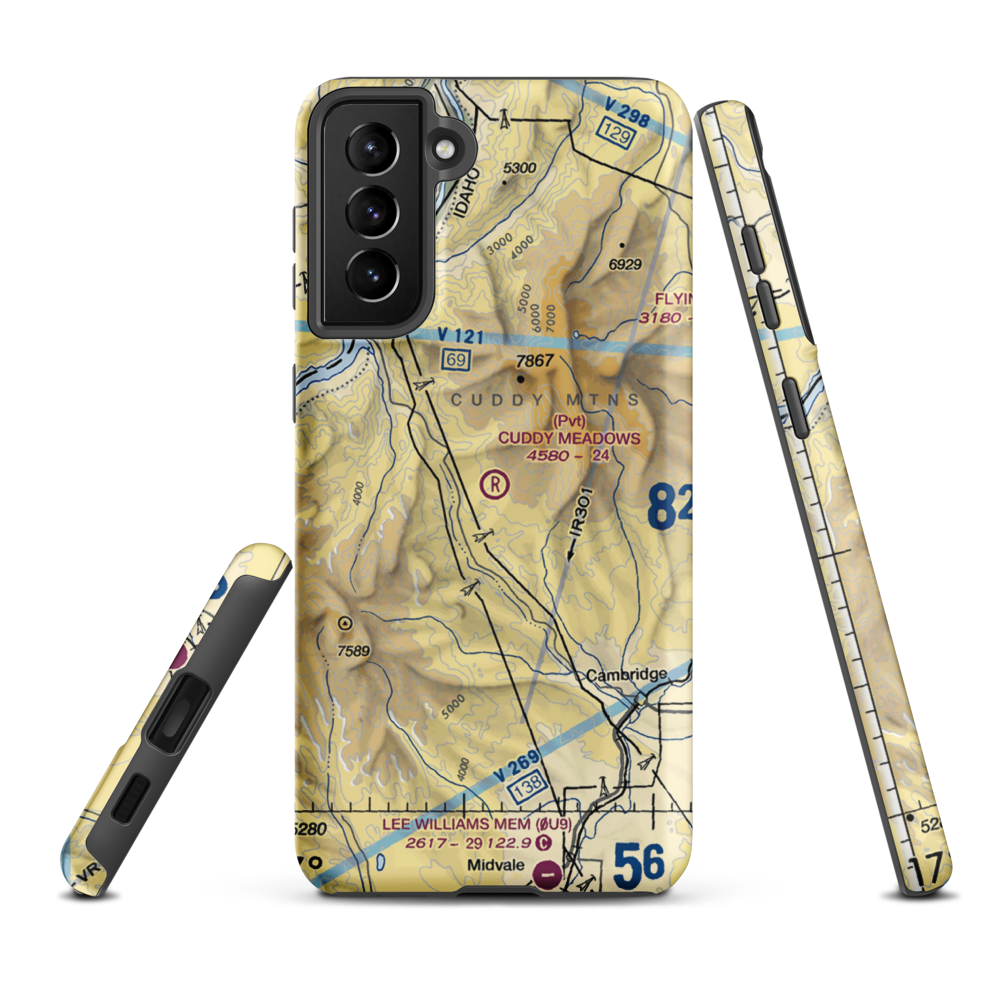 Cuddy Meadows Airport (ID77) VFR Sectional Samsung Phone Case Samsung Galaxy S21 FE model shown