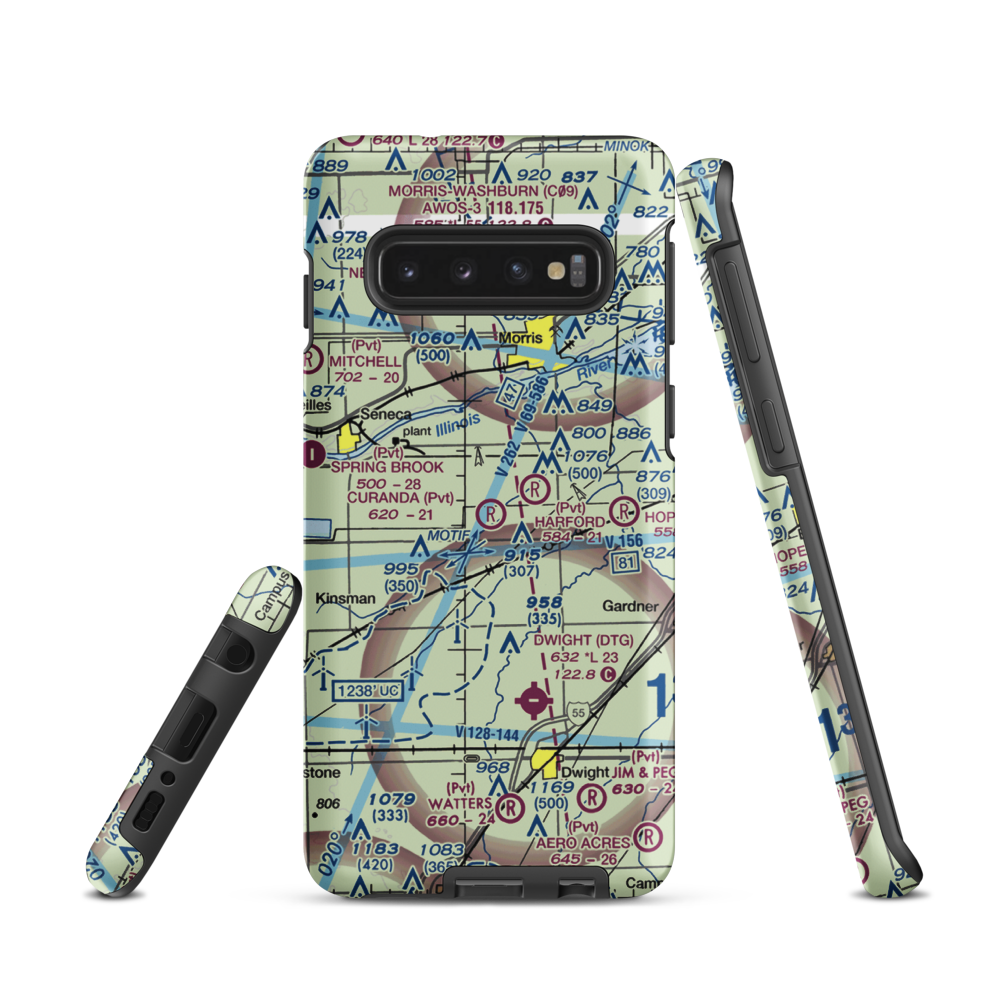 Curanda Airport (LL39) VFR Sectional Samsung Phone Case Samsung Galaxy S10 model shown