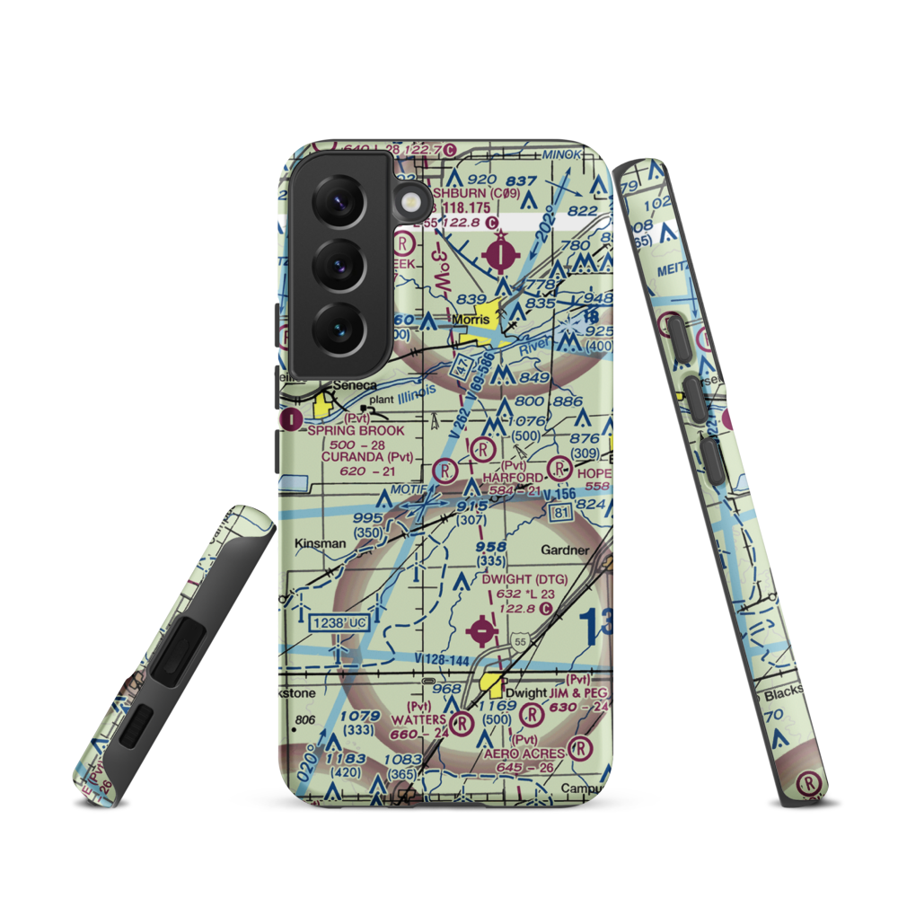 Curanda Airport (LL39) VFR Sectional Samsung Phone Case Samsung Galaxy S22 model shown