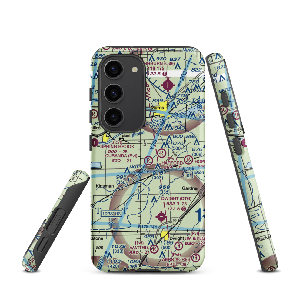 Curanda Airport (LL39) VFR Sectional Samsung Phone Case Samsung Galaxy S23 model shown