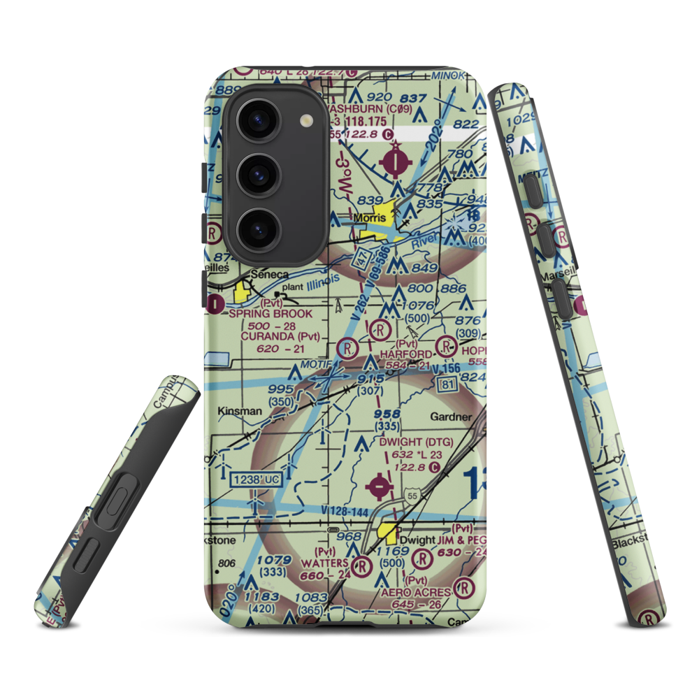 Curanda Airport (LL39) VFR Sectional Samsung Phone Case Samsung Galaxy S23 Plus model shown