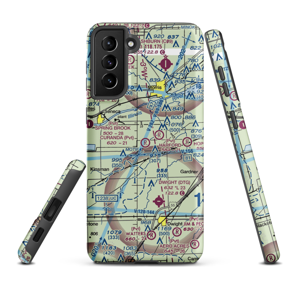Curanda Airport (LL39) VFR Sectional Samsung Phone Case Samsung Galaxy S21 Plus model shown
