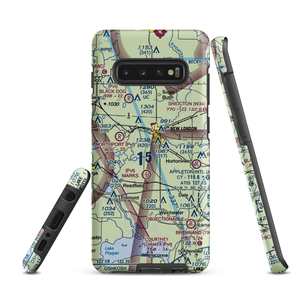 Curns Airport (2WN3) VFR Sectional Samsung Phone Case Samsung Galaxy S10 Plus model shown