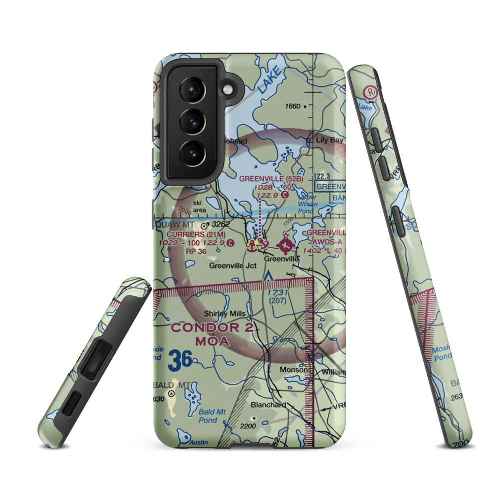 Currier's Seaplane Base (21M) VFR Sectional Samsung Phone Case Samsung Galaxy S21 FE model shown