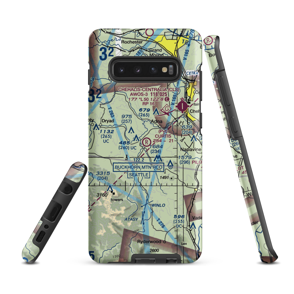 Curtis Airport (0WA2) VFR Sectional Samsung Phone Case Samsung Galaxy S10 Plus model shown