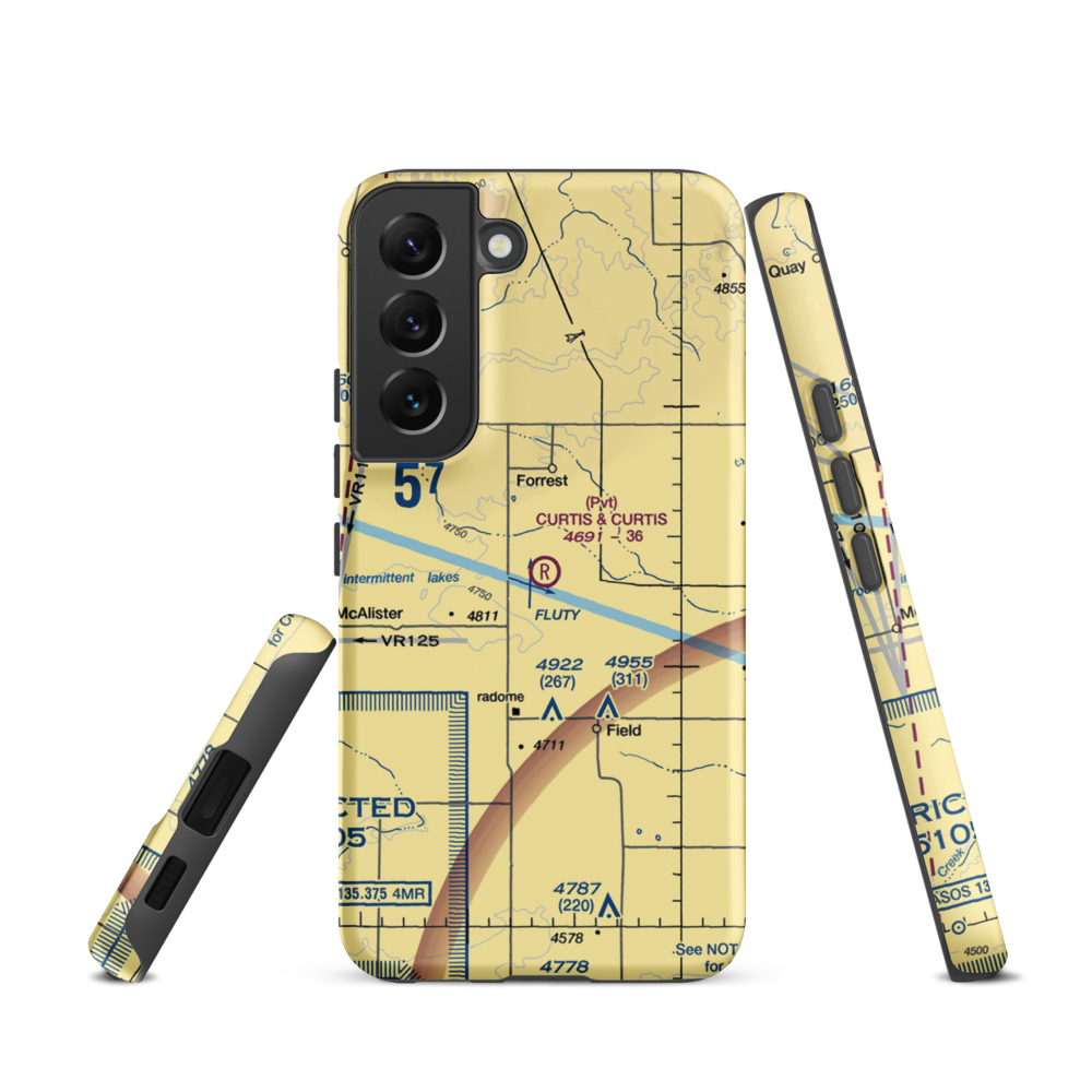 Curtis and Curtis Airport (65NM) VFR Sectional Samsung Phone Case Samsung Galaxy S22 model shown