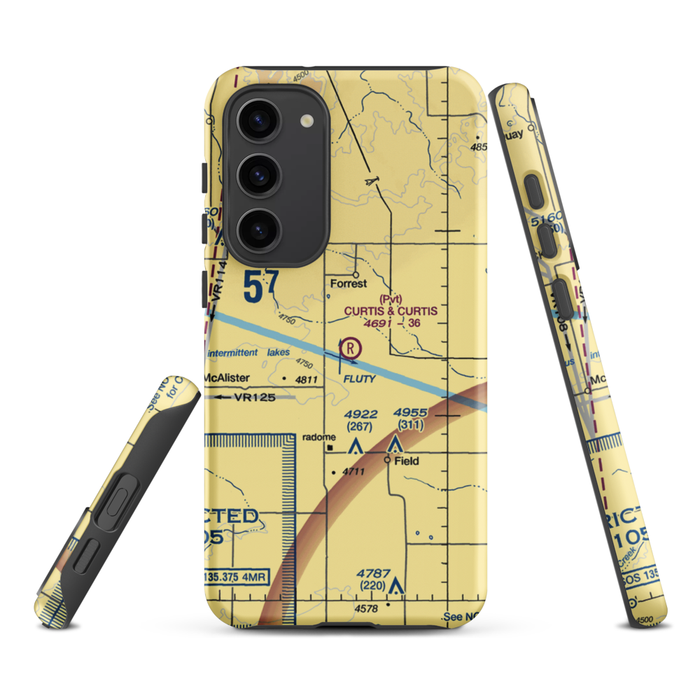 Curtis and Curtis Airport (65NM) VFR Sectional Samsung Phone Case Samsung Galaxy S23 Plus model shown