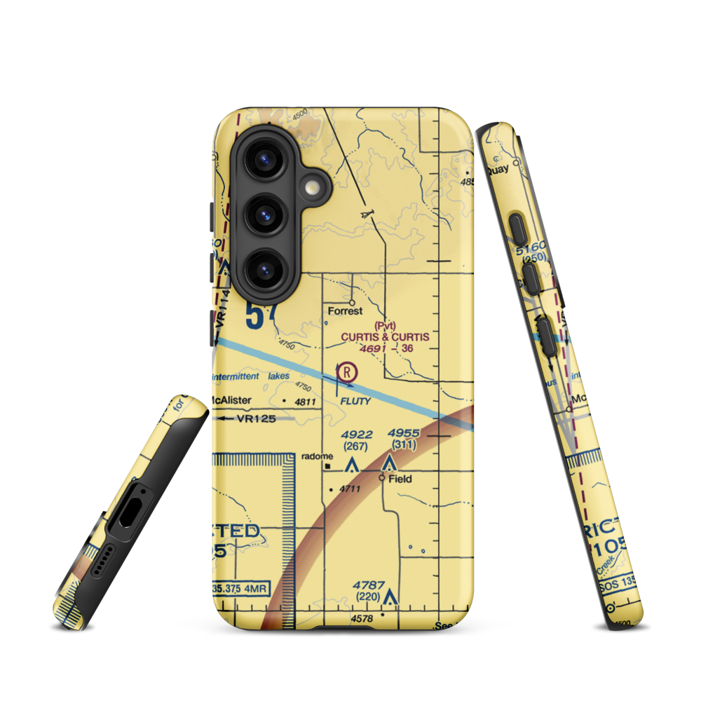 Curtis and Curtis Airport (65NM) VFR Sectional Samsung Phone Case Samsung Galaxy S24 model shown