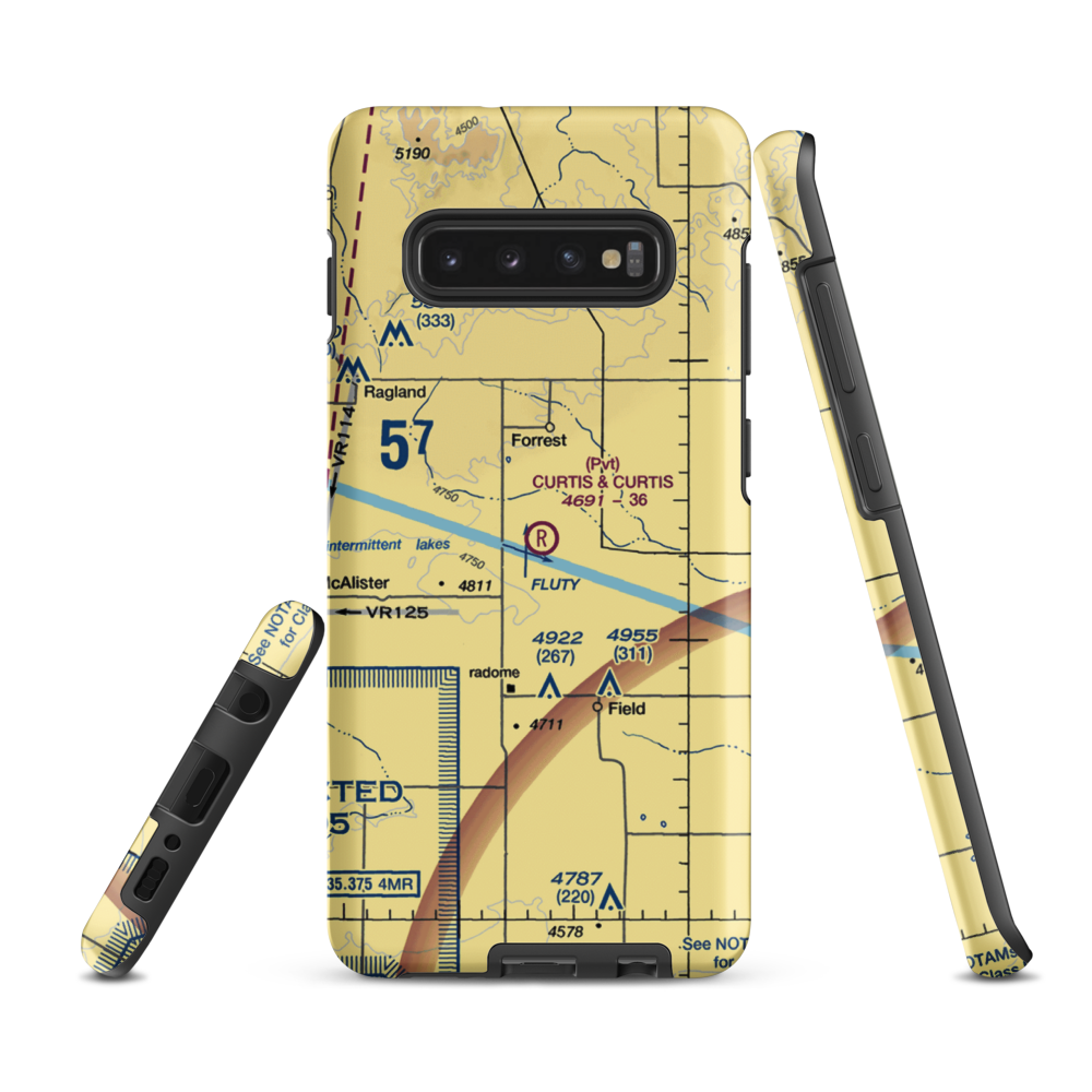 Curtis and Curtis Airport (65NM) VFR Sectional Samsung Phone Case Samsung Galaxy S10 Plus model shown