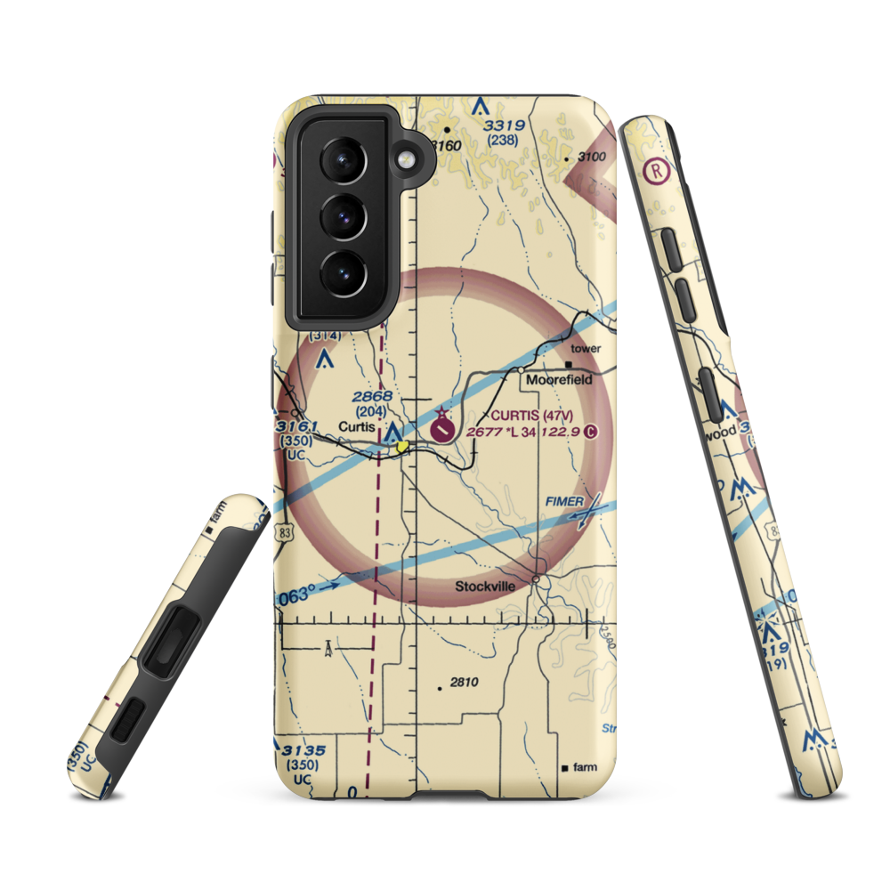 Curtis Municipal Airport (47V) VFR Sectional Samsung Phone Case Samsung Galaxy S21 FE model shown