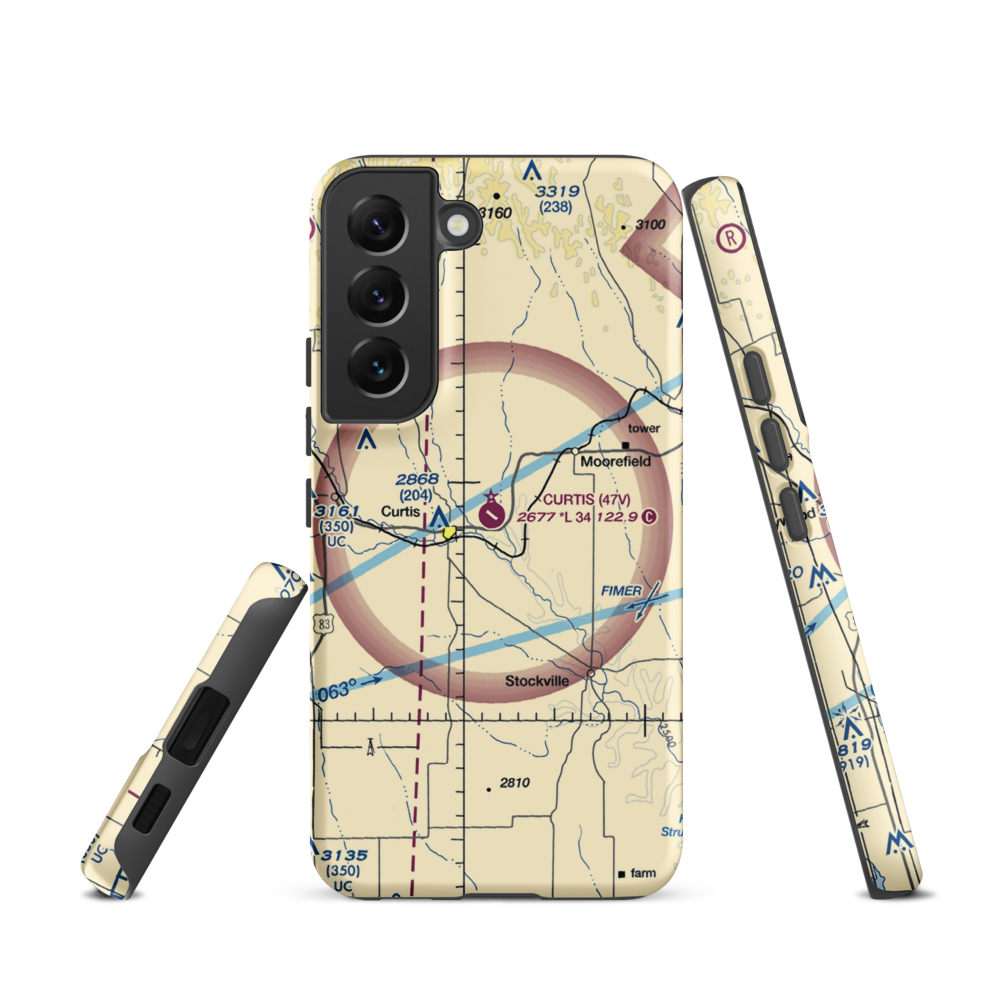 Curtis Municipal Airport (47V) VFR Sectional Samsung Phone Case Samsung Galaxy S22 model shown