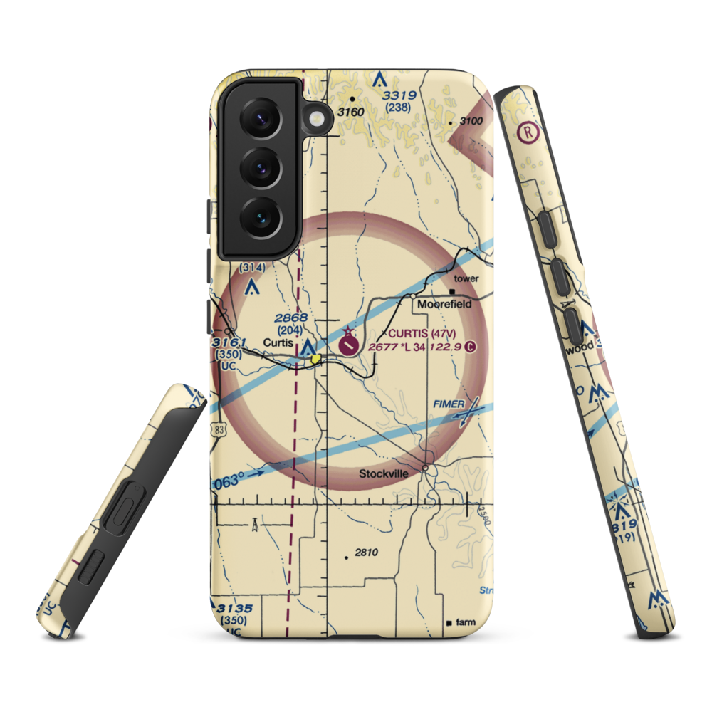 Curtis Municipal Airport (47V) VFR Sectional Samsung Phone Case Samsung Galaxy S22 Plus model shown