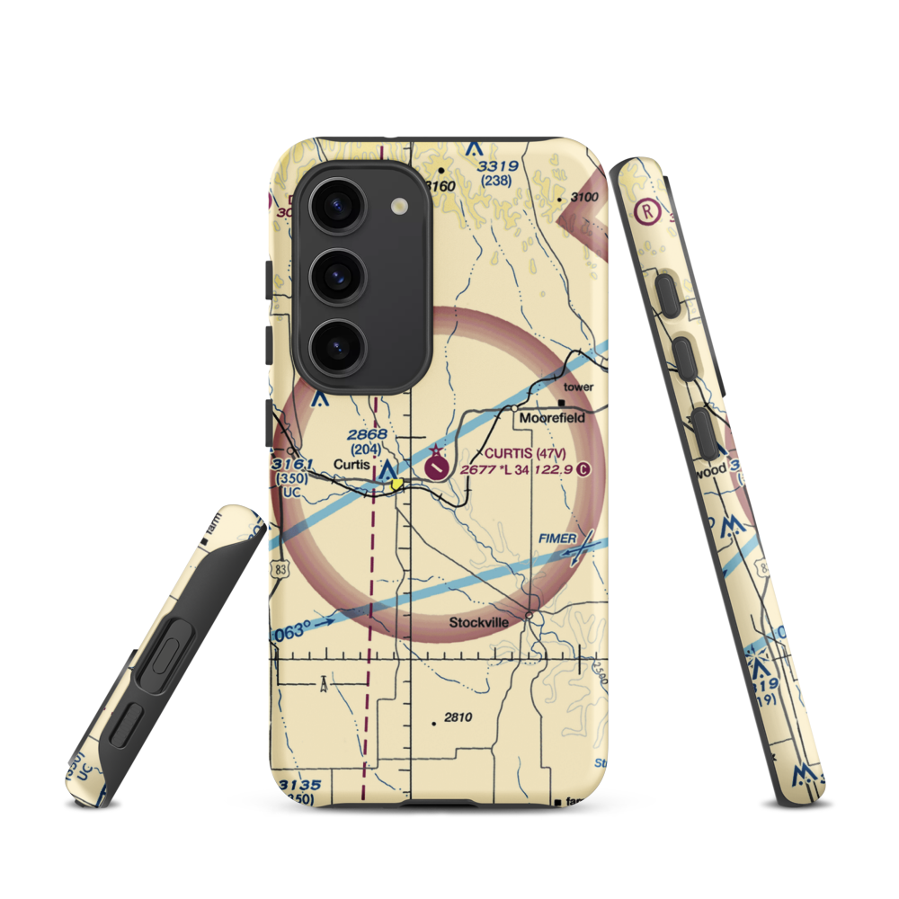 Curtis Municipal Airport (47V) VFR Sectional Samsung Phone Case Samsung Galaxy S23 model shown