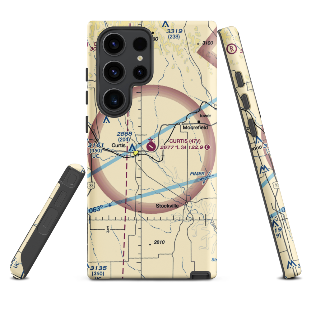 Curtis Municipal Airport (47V) VFR Sectional Samsung Phone Case Samsung Galaxy S23 Ultra model shown