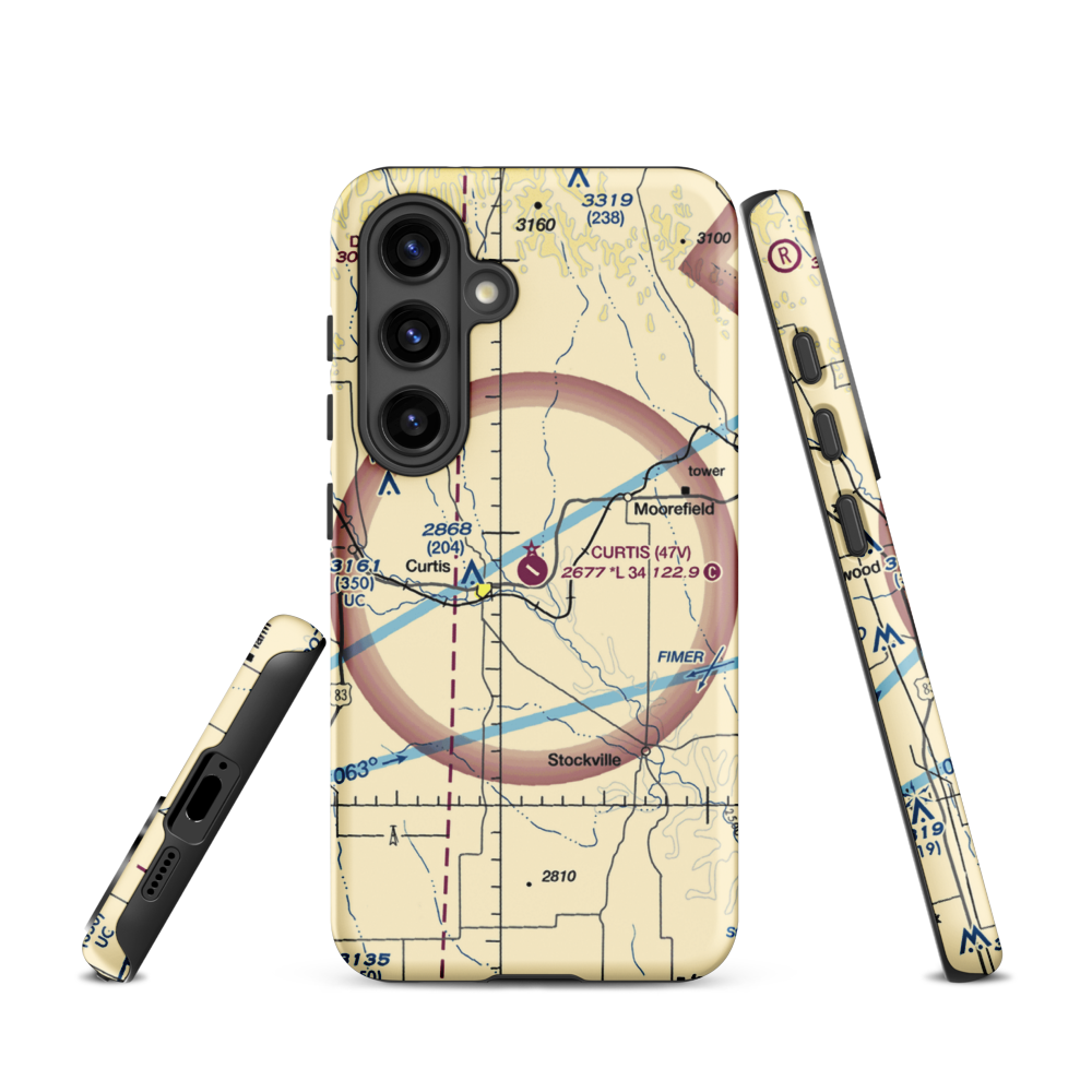 Curtis Municipal Airport (47V) VFR Sectional Samsung Phone Case Samsung Galaxy S24 model shown