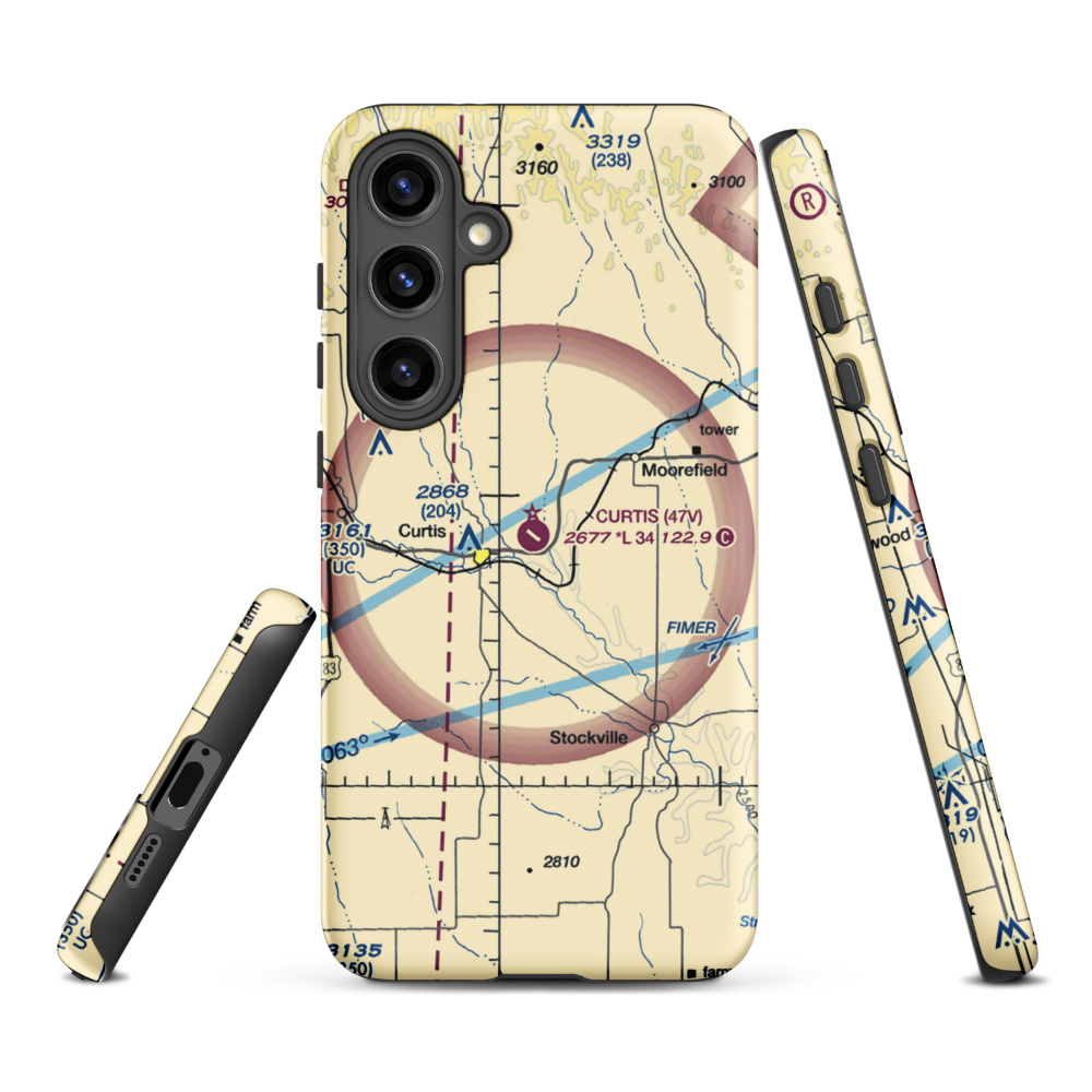 Curtis Municipal Airport (47V) VFR Sectional Samsung Phone Case Samsung Galaxy S24 Plus model shown
