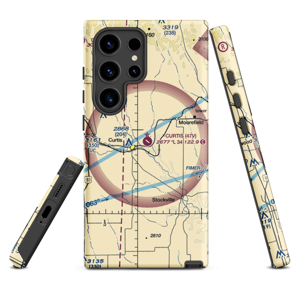 Curtis Municipal Airport (47V) VFR Sectional Samsung Phone Case Samsung Galaxy S24 Ultra model shown