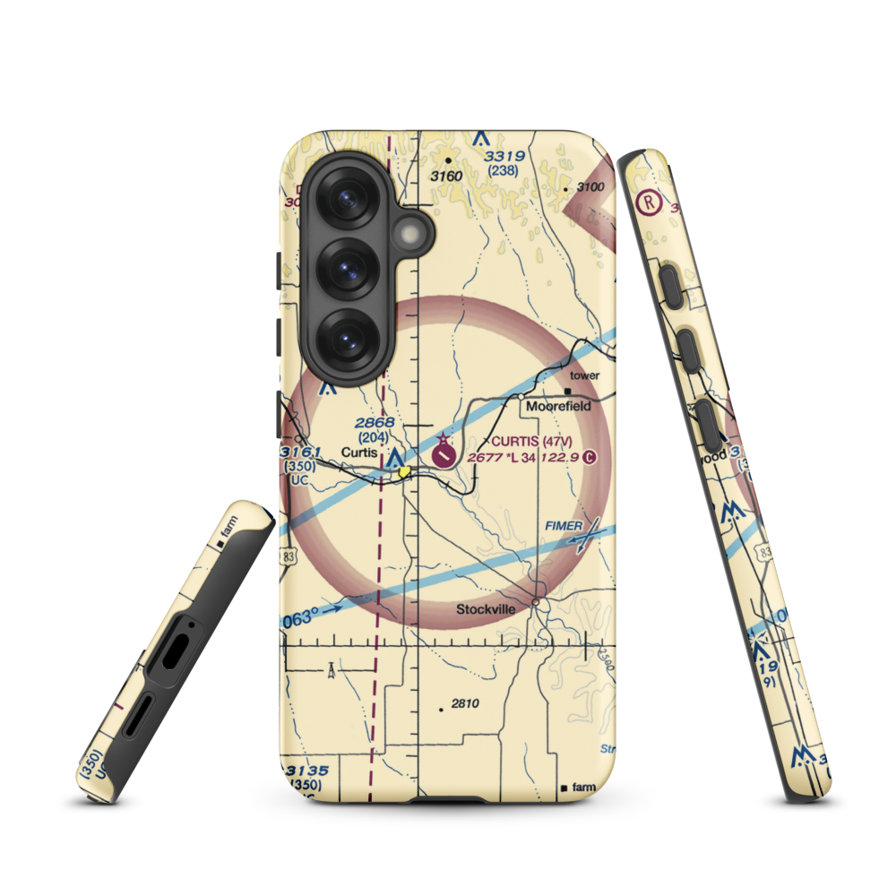 Curtis Municipal Airport (47V) VFR Sectional Samsung Phone Case Samsung Galaxy S25 model shown
