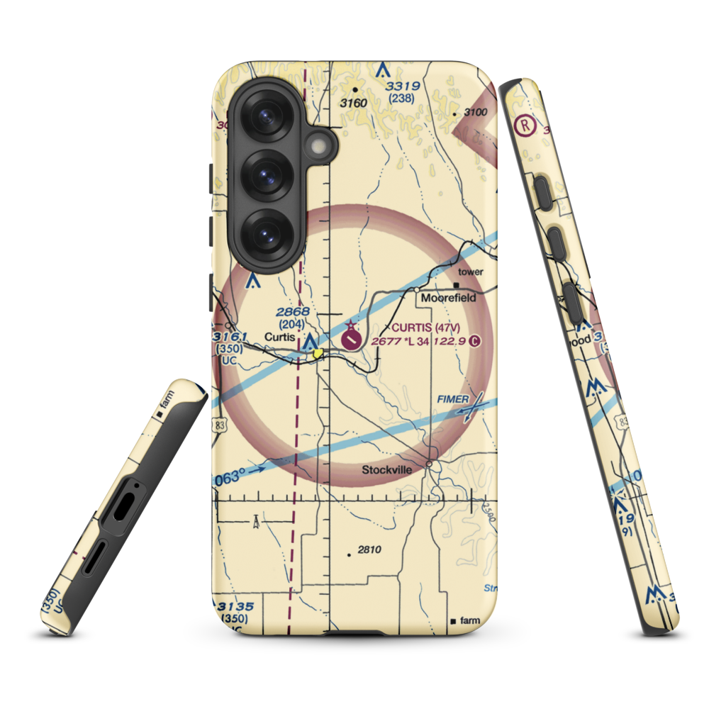 Curtis Municipal Airport (47V) VFR Sectional Samsung Phone Case Samsung Galaxy S25 Plus model shown