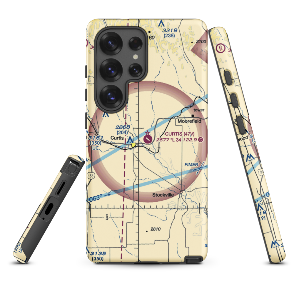 Curtis Municipal Airport (47V) VFR Sectional Samsung Phone Case Samsung Galaxy S25 Ultra model shown