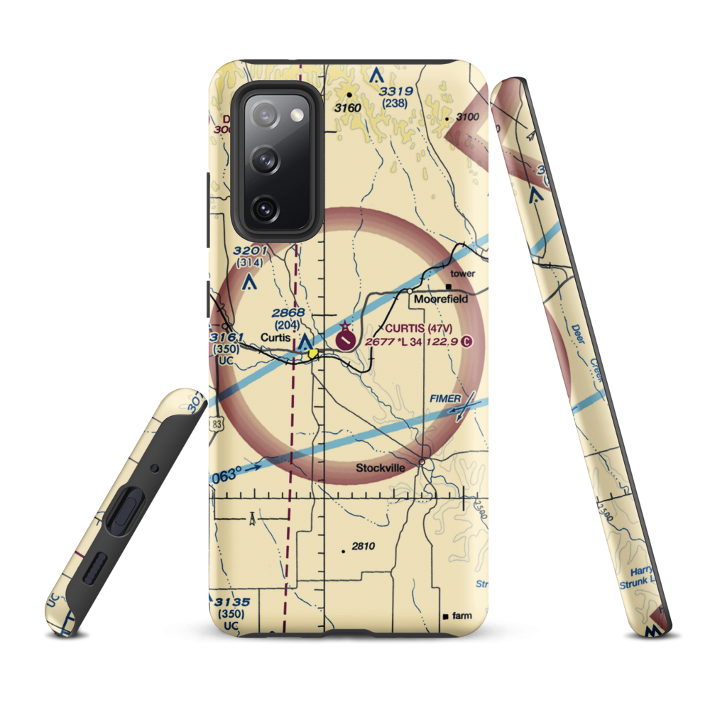 Curtis Municipal Airport (47V) VFR Sectional Samsung Phone Case Samsung Galaxy S20 FE model shown