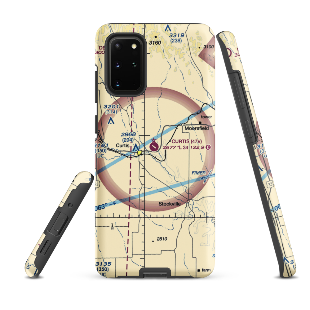 Curtis Municipal Airport (47V) VFR Sectional Samsung Phone Case Samsung Galaxy S20 Plus model shown