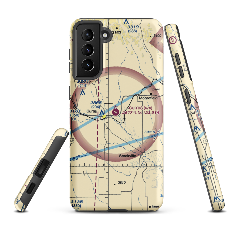Curtis Municipal Airport (47V) VFR Sectional Samsung Phone Case Samsung Galaxy S21 FE model shown