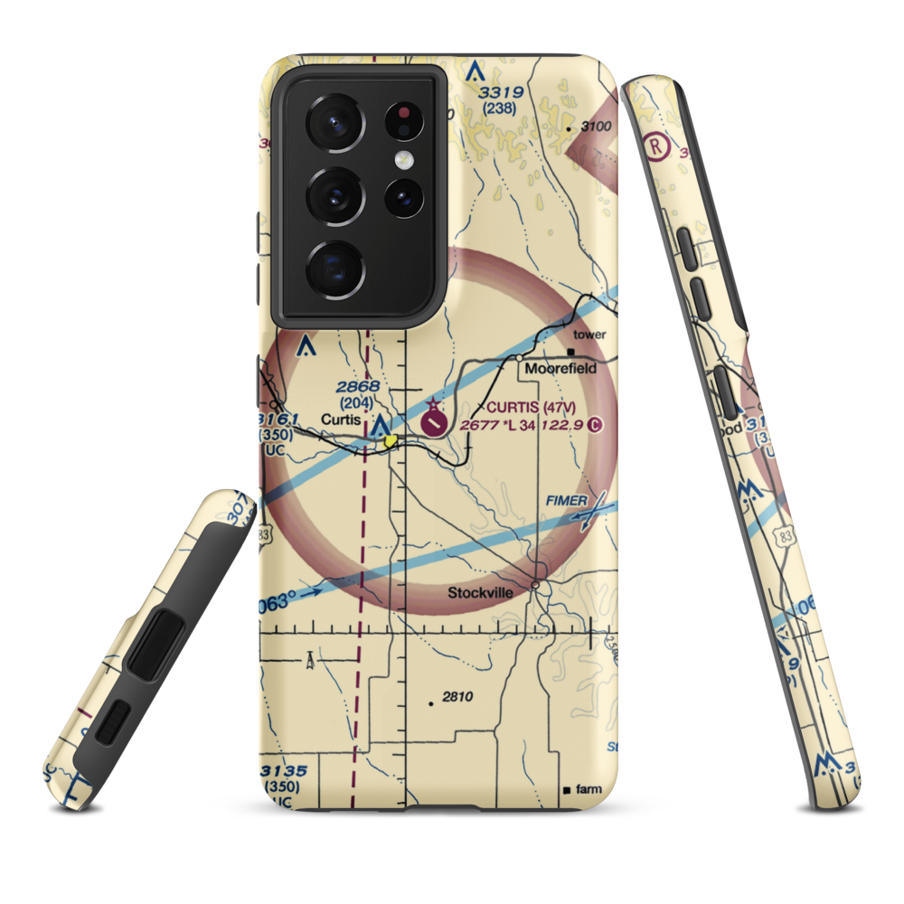 Curtis Municipal Airport (47V) VFR Sectional Samsung Phone Case Samsung Galaxy S21 Plus model shown