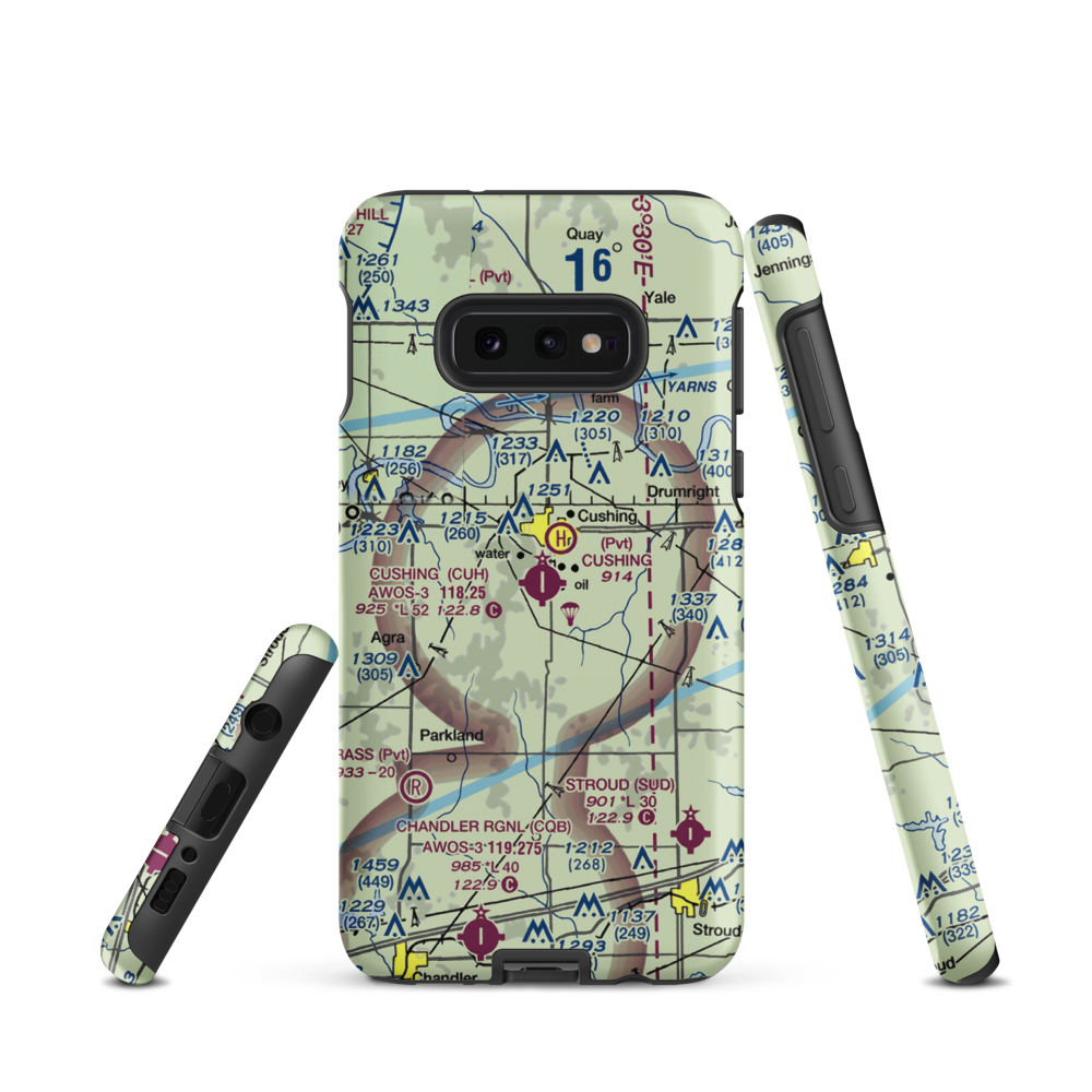 Cushing Municipal Airport (CUH) VFR Sectional Samsung Phone Case Samsung Galaxy S10e model shown