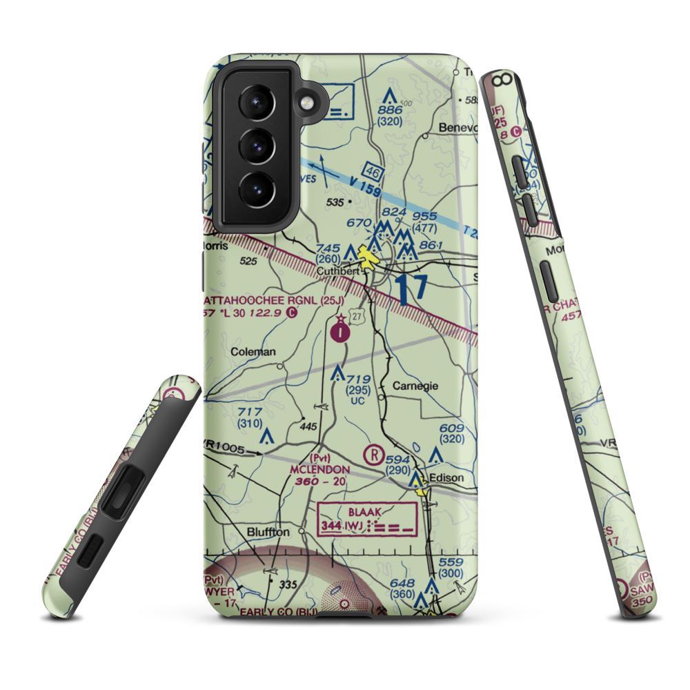 Cuthbert-Randolph Airport (25J) VFR Sectional Samsung Phone Case Samsung Galaxy S21 Plus model shown