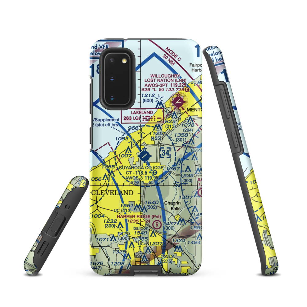 Cuyahoga County Airport (CGF) VFR Sectional Samsung Phone Case Samsung Galaxy S20 model shown