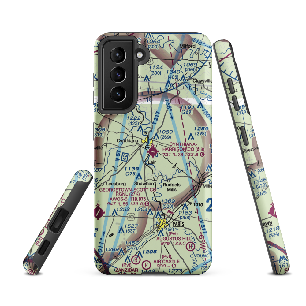 Cynthiana-Harrison County Airport (0I8) VFR Sectional Samsung Phone Case Samsung Galaxy S21 FE model shown
