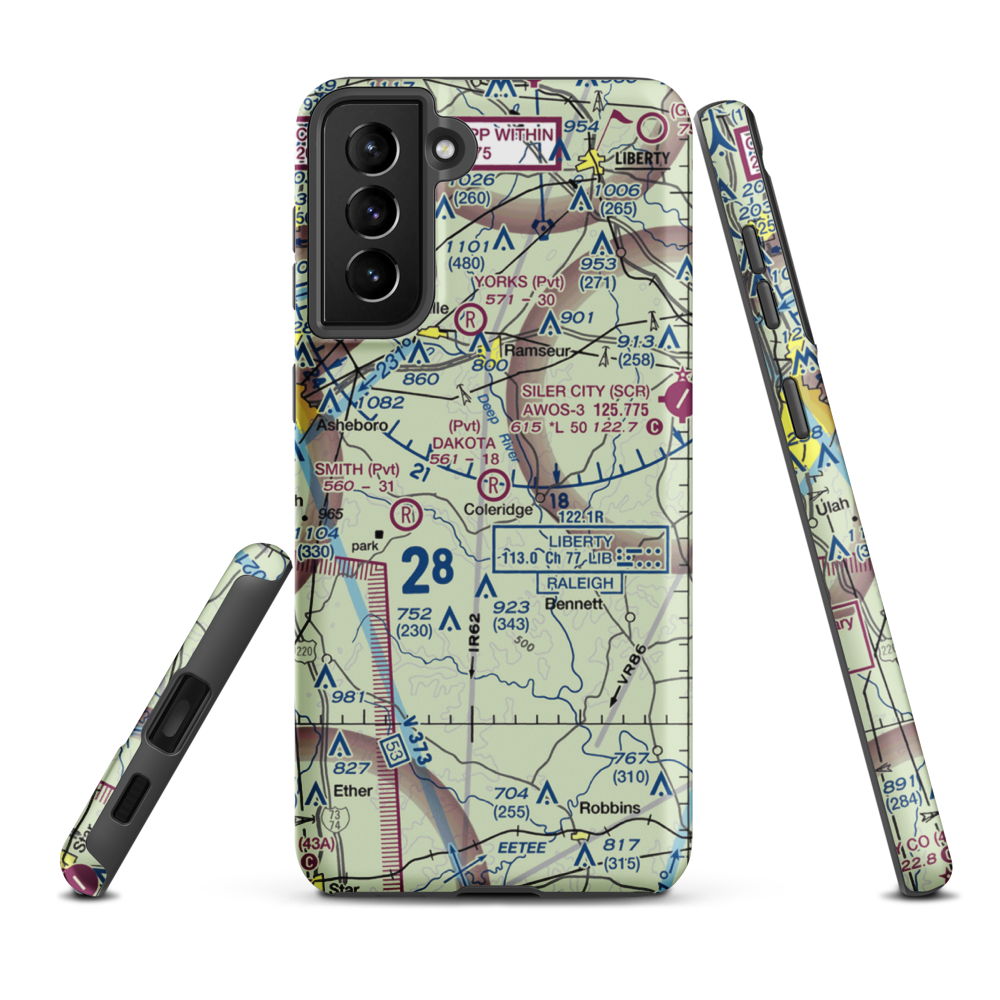 Dakota Air Ranch Airport (09NR) VFR Sectional Samsung Phone Case Samsung Galaxy S21 FE model shown