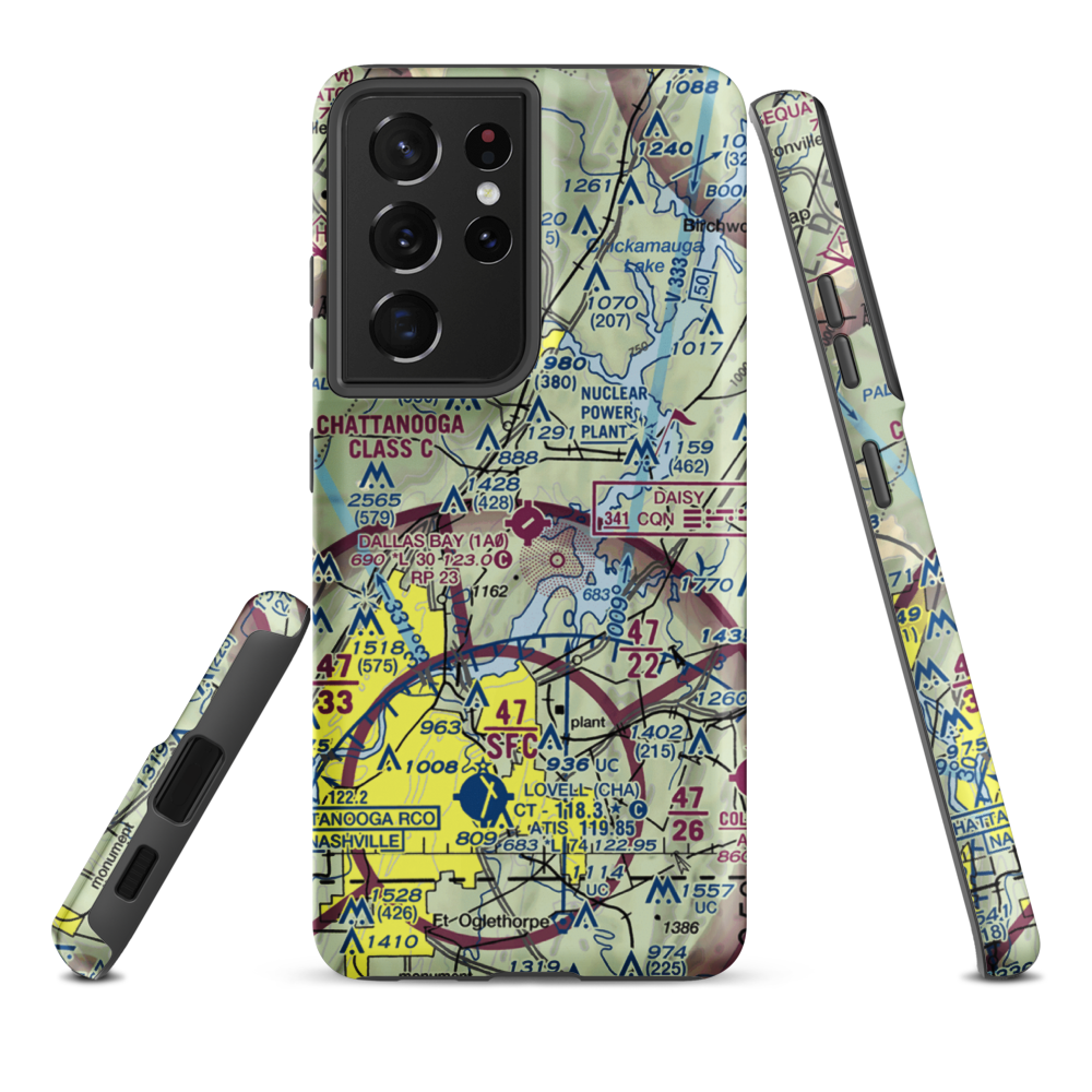 Dallas Bay Sky Park Airport (1A0) VFR Sectional Samsung Phone Case Samsung Galaxy S21 Plus model shown
