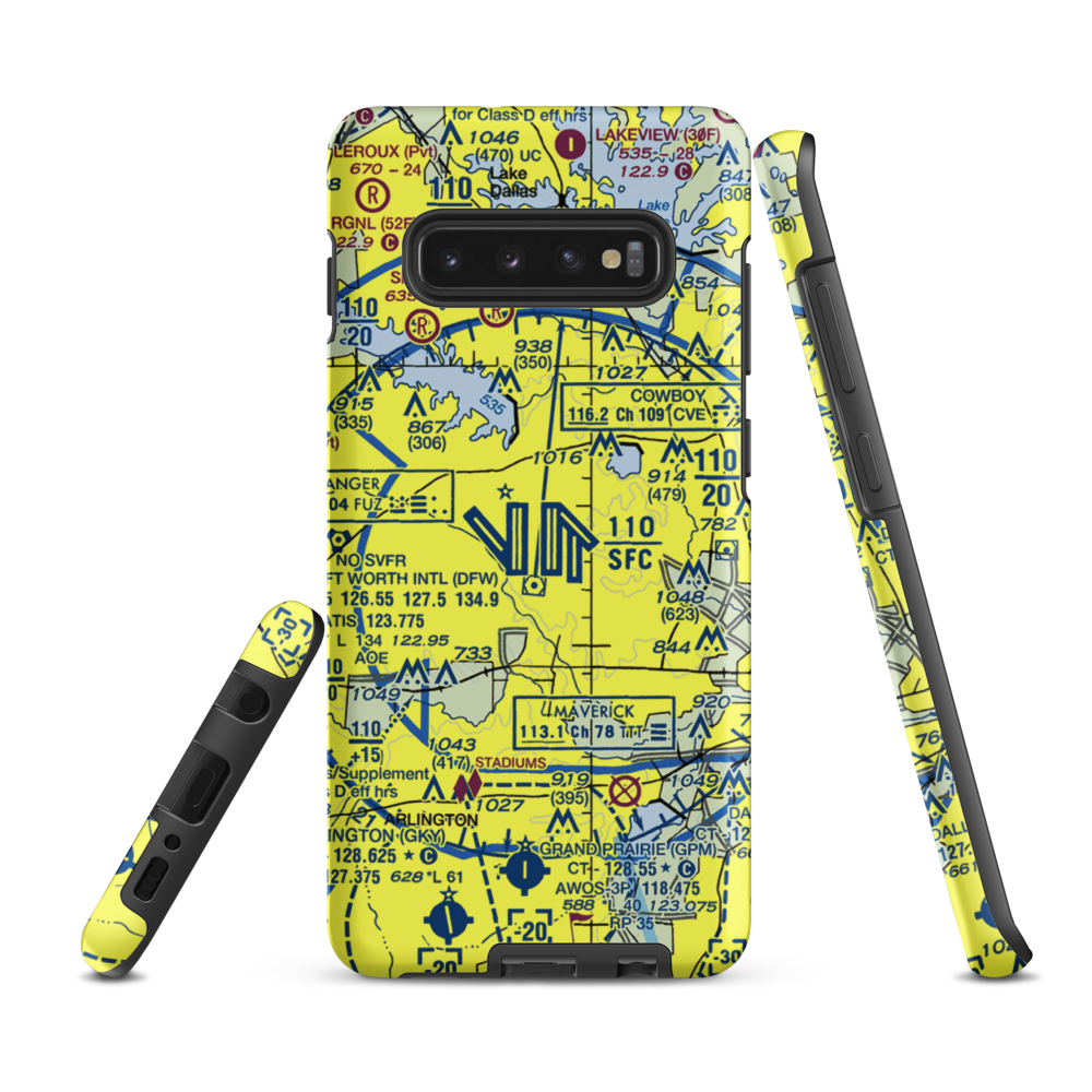 Dallas Fort Worth International Airport (DFW) VFR Sectional Samsung Phone Case Samsung Galaxy S10 Plus model shown