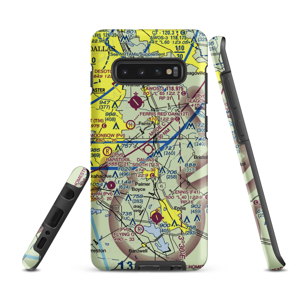 Dallas South Port Airport (T13) VFR Sectional Samsung Phone Case Samsung Galaxy S10 Plus model shown