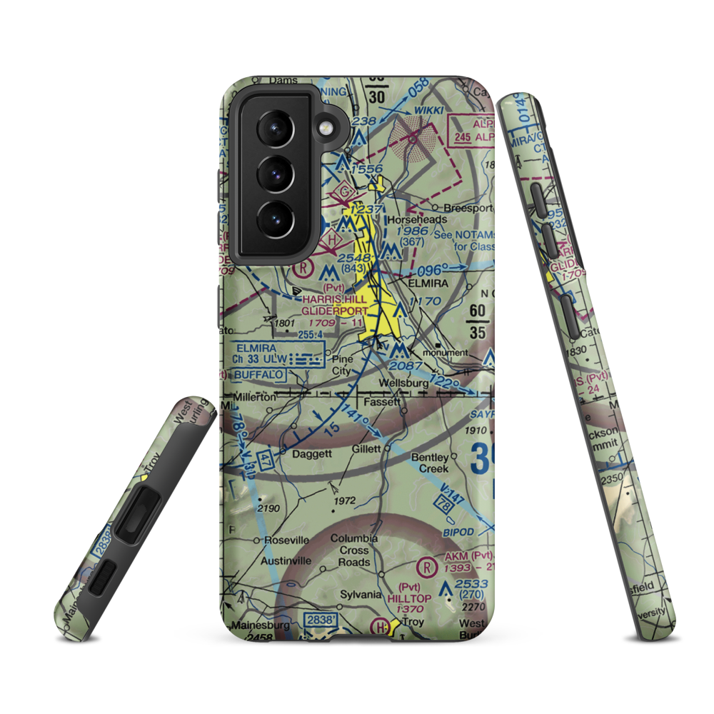 Dalrymples Airport (NK47) VFR Sectional Samsung Phone Case Samsung Galaxy S21 FE model shown